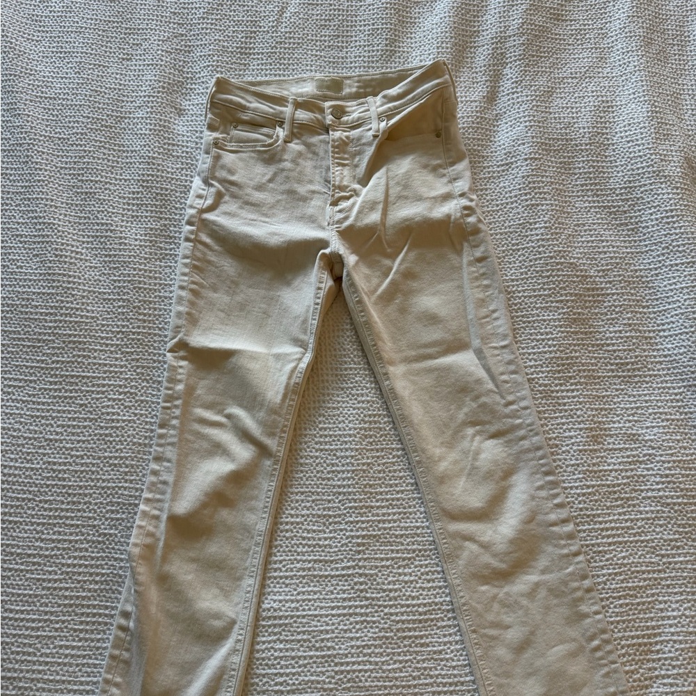 MOTHER Mid-Rise Dazzler Cream Puff Size 27 Jeans